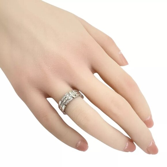 CARTIER Ring US 4 1/2 EU48 K18 white gold diamond Tank francais used - Picture 2 of 7